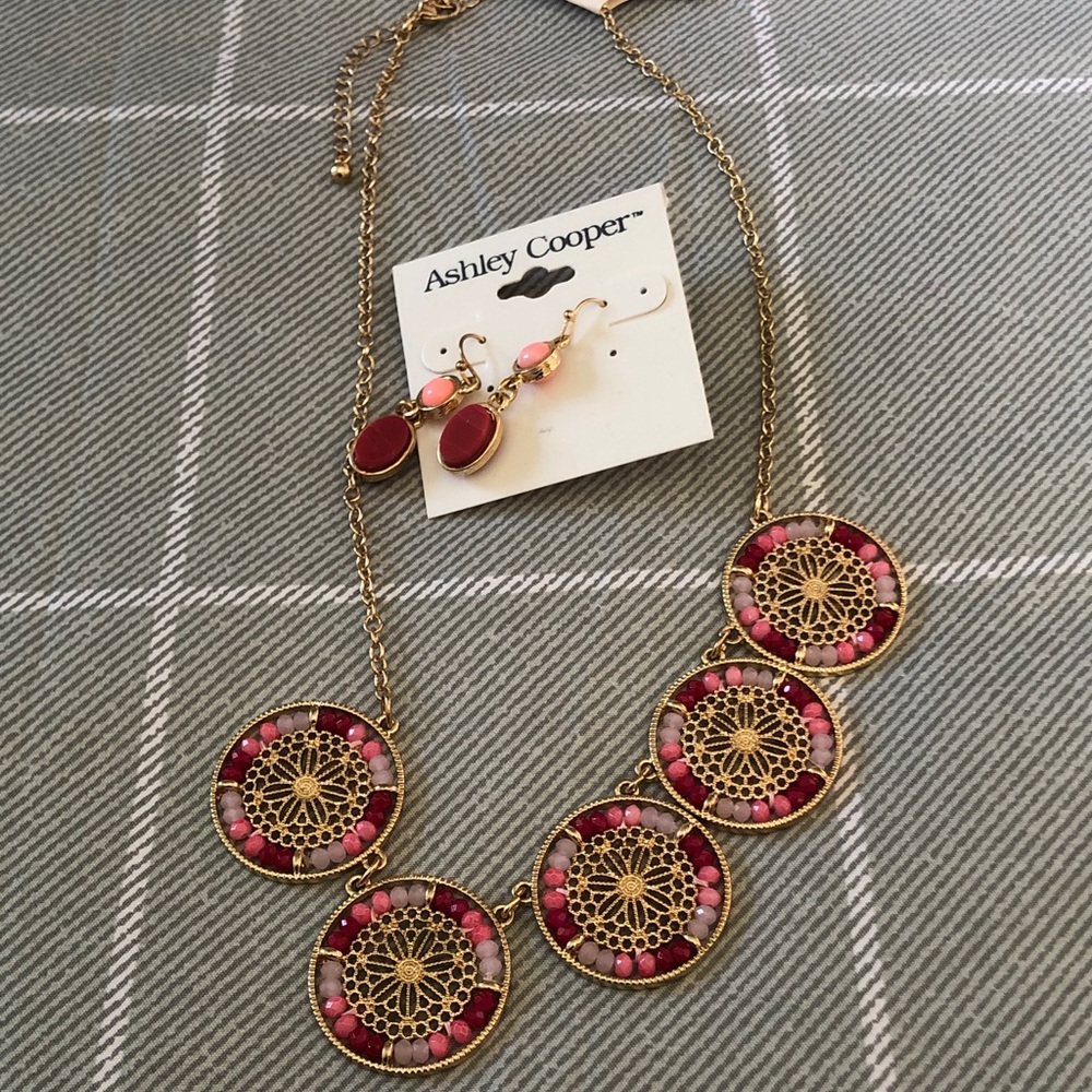 Ashley Cooper Gold Necklace with Pink Accents